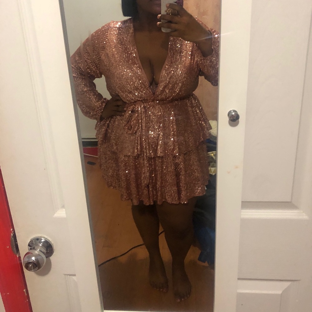Asos curve sequin layered mini dress - Picture 6 of 7